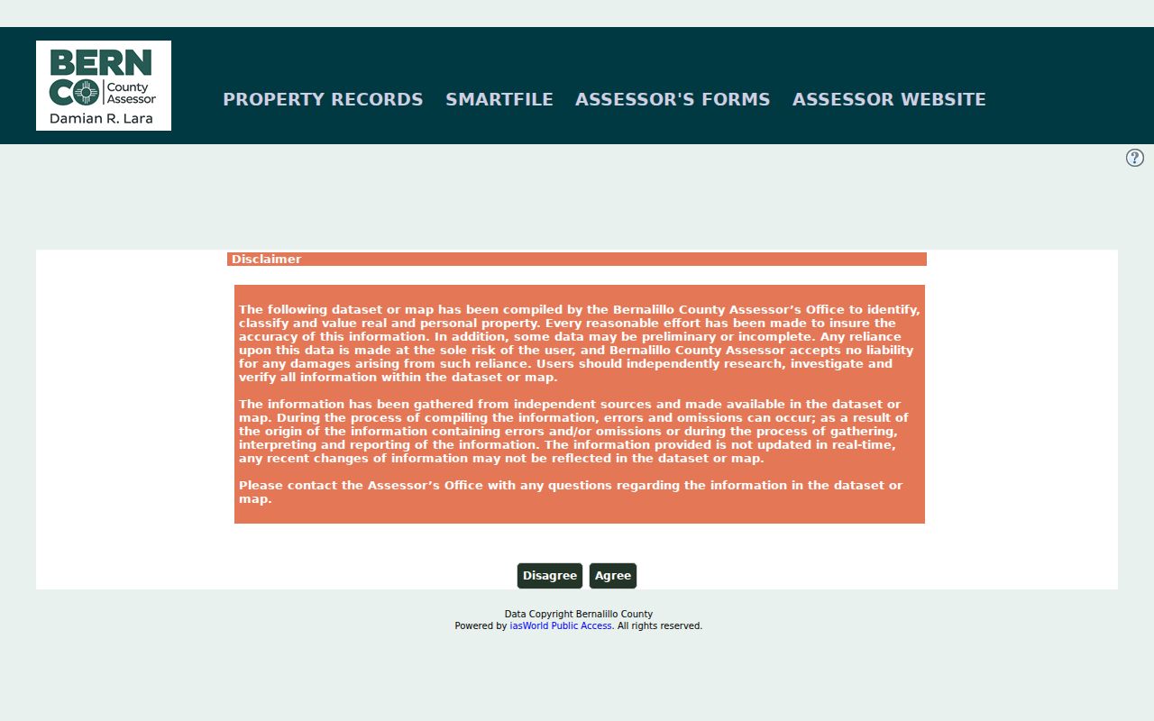 New Mexico street directory: Bernalillo County Assessor public-access search